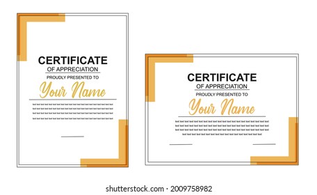 Elegant recognition certificate template design with a blend of orange and white colors