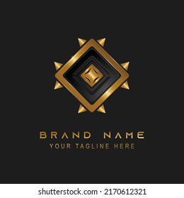 elegant rectangle logo in gold and black color