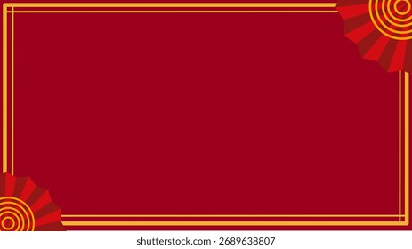 Elegante fondo chino rectangular con diseño de borde de línea dorada