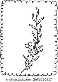 Elegant rectangular frame decorated with olive branch illustration. Perfect for Mediterranean, organic, or eco design themes