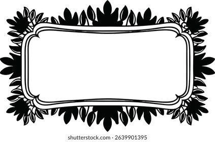 Elegant rectangular frame with floral foliage border suitable for various design purposes