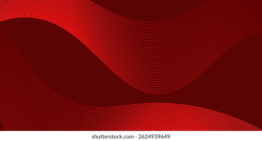 Elegant red abstract background with smooth flowing wave lines, creating a dynamic and stylish visual. perfect for branding, marketing, or digital content.