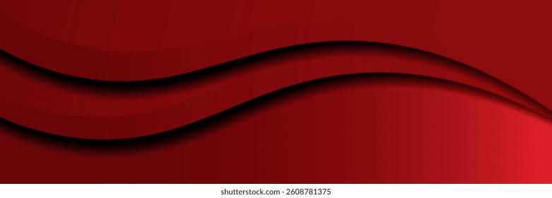Elegant red background featuring smooth, wavy layers with dark shadows and a subtle gradient, creating a modern and sophisticated design