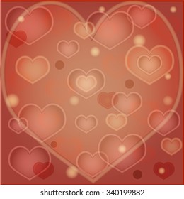 Elegant red background with hearts 