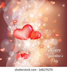 Elegant red background with hearts and place for text. Valentine's Day. Vector Illustration.