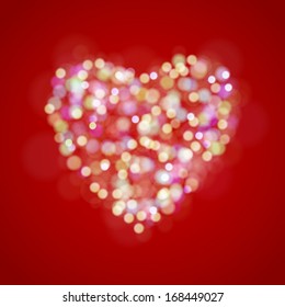 Elegant red background with hearts. Valentine's Day. Vector Illustration. 