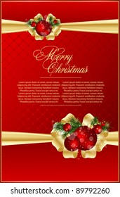 Elegant red background with xmas balls
