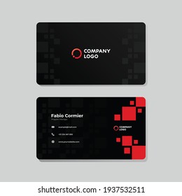 Elegant red and black business card template