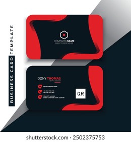 Elegant Red and Black Business Card Template