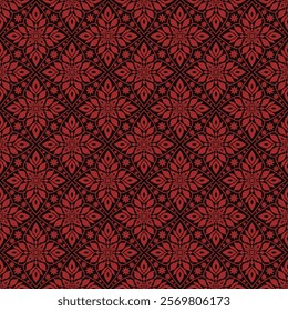 Elegant Red and Black Geometric Floral Pattern with Intricate Details.