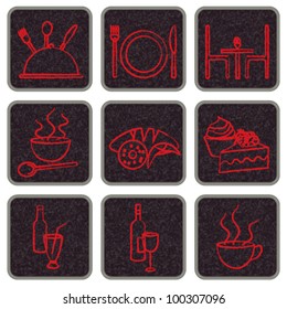 Elegant red and black restaurant related icons
