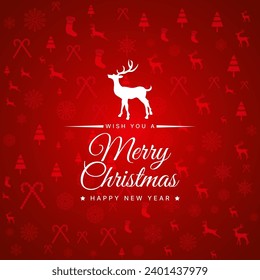 elegant red christmas background with festival wishes greeting vector