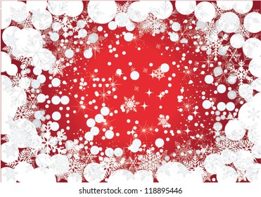 Elegant red Christmas background with snowflakes and place for text. Vector Illustration.