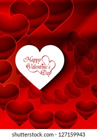 Elegant red color background design for valentine's day with white color heart. vector illustration