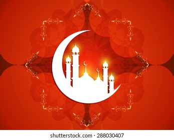 Elegant red color background design for Islamic festivals Ramadan and Eid.