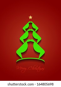 Elegant red color Christmas background with creative Christmas tree. vector illustration