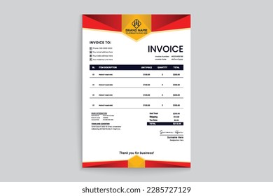 Elegant red color invoice design
