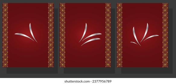 Elegant Red Colour Christmas cards. Vector template