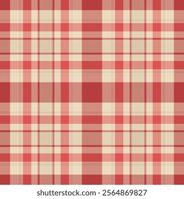 Elegant red and cream plaid pattern. Perfect for textile design, website backgrounds, or scrapbooking.  Subtle texture adds visual appeal. Ideal for projects needing a touch of rustic charm.