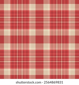 Elegant red and cream plaid pattern. Perfect for textile design, website backgrounds, or crafting projects.  Subtle color palette offers versatile use. Seamless repeat for effortless application.