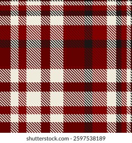 Elegant red and cream plaid pattern, perfect for textile design, fashion, or holiday projects.