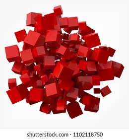 elegant red cubes. 3d style vector illustration