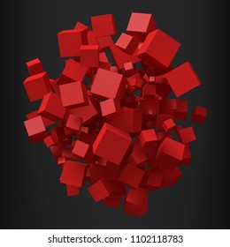 elegant red cubes. 3d style vector illustration