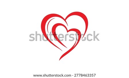 Elegant Red Double Heart Abstract Symbol Isolated On White Background Romantic Love Icon Modern Valentine Design Decorative Vector Style Artwork