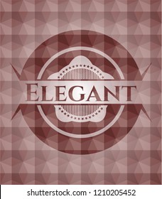Elegant red emblem with geometric pattern background. Seamless.