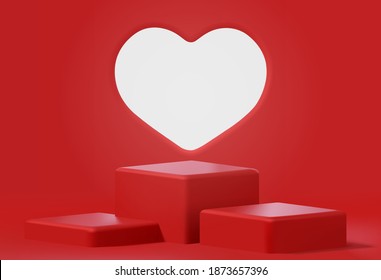 Elegant red empty realistic podium scene for valentine's day product display presentation vector