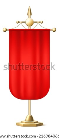 Elegant red flag mockup. Blank realistic promo display