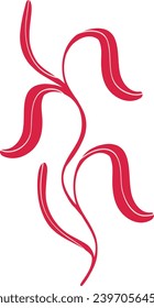 Elegant red floral twig in Asian style. Cute cartoon illustration of flower