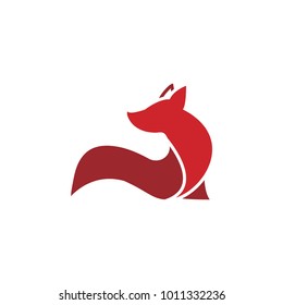 Elegant red fox sitting logo template vector