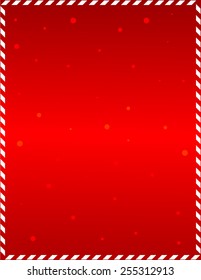 Elegant red frame with candy cane border and falling snow