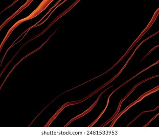 Elegant red glitter liquid smooth frame velvet digital paper web background for business, certificate, brochure, wedding cards. Neon red abstract wave curved lines on black. Luxury shining decor image