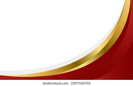 Elegant Red and Gold Abstract Curve Background. Modern luxury design. Suitable for Invitations, awards, templates, banners, covers, posters, cards, websites, and pages