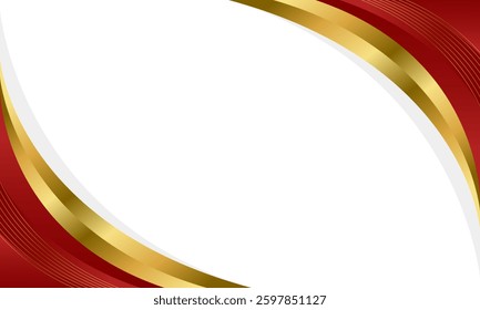 Elegant Red and Gold Abstract Curve Background. Modern luxury design. Suitable for Invitations, awards, templates, banners, covers, posters, cards, websites, and pages