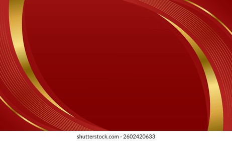 Elegant red and gold abstract curve background. Modern luxury design. Suitable for Invitations, awards, templates, banners, covers, posters, presentations, websites and pages