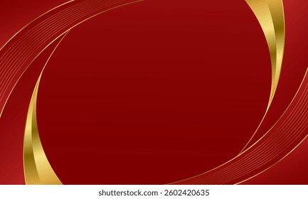 Elegant red and gold abstract curve background. Modern luxury design. Suitable for Invitations, awards, templates, banners, covers, posters, presentations, websites and pages
