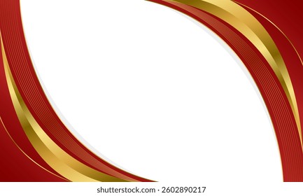 Elegant Red and Gold Abstract Curve Background. Modern luxury design. Suitable for Invitations, awards, templates, banners, covers, posters, cards, websites, and pages