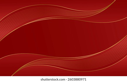 Elegant Red and Gold Abstract Luxury Background. Modern wave design. Suitable for Invitations, awards, templates, banners, covers, posters, presentations, websites, and pages