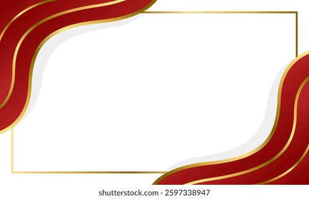 Elegant Red and Gold Abstract Wave Background. Modern border and frame design. Suitable for Invitations, certificates, awards, templates, banners, posters, cards, and more