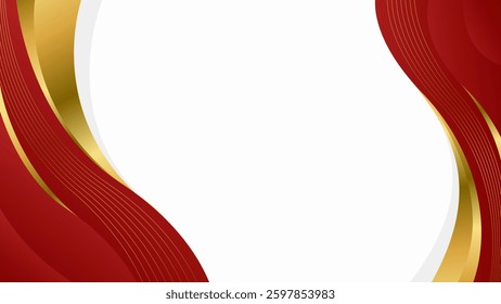 Elegant Red and Gold Abstract Wave Background. Modern luxury design. Suitable for Invitations, awards, templates, banners, covers, posters, cards, websites, and pages