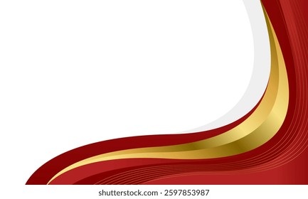 Elegant Red and Gold Abstract Wave Background. Modern luxury design. Suitable for Invitations, awards, templates, banners, covers, posters, cards, websites, and pages