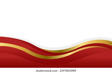 Elegant Red and Gold Abstract Wave Background. Modern luxury design. Suitable for Invitations, awards, templates, banners, covers, posters, cards, websites, and pages