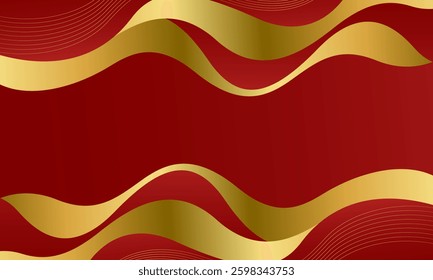 Elegant Red and Gold Abstract Wave Background. Modern luxury design. Suitable for Invitations, awards, templates, banners, covers, posters, presentation, websites, and pages