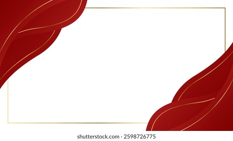 Elegant Red and Gold Abstract Wave Background. Modern border and frame design. Suitable for Invitations, certificates, awards, templates, banners, posters, cards, and more