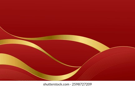 Elegant Red and Gold Abstract Wave Background. Modern luxury design. Suitable for Invitations, awards, templates, banners, covers, posters, presentations, web, and pages
