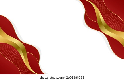 Elegant Red and Gold Abstract Wave Background. Modern luxury design. Suitable for Invitations, awards, templates, banners, covers, posters, cards, websites, and pages