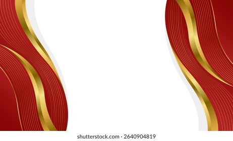 Elegant Red and Gold Abstract Wave Background. Modern luxury design. Suitable for Invitations, awards, templates, banners, covers, posters, cards, websites, and pages
